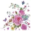Blume Drawn Roses with Butterflies Servietten 20-teilig 33x33 cm