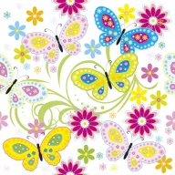 Schmetterling With Flowers Serviette 20 Stück 33x33 cm
