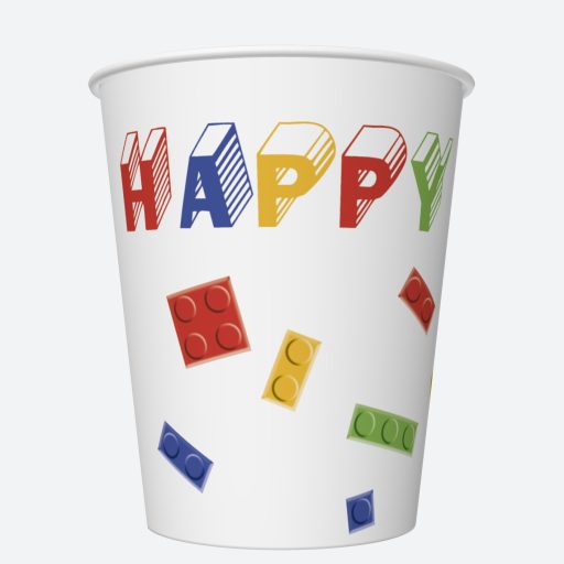 Geburtstag Building Blocks Happy Birthday Papierbecher 8er-Set 250 ml