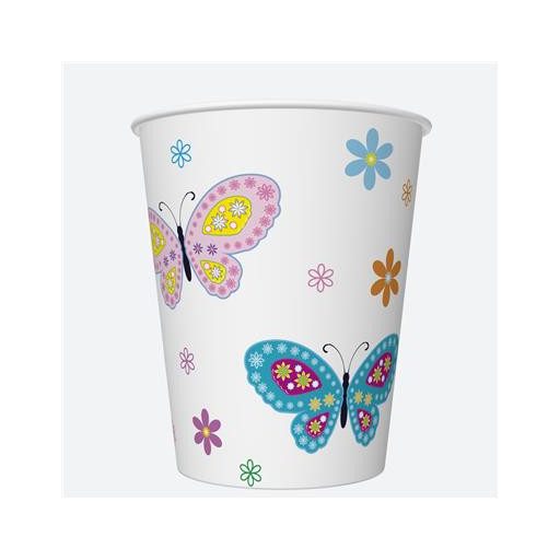 Schmetterling With Flowers Papierbecher 8 Stk. 250 ml