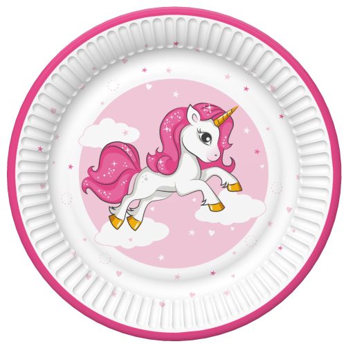 Einhorn Pink Heart Papierteller 8 Stück 18 cm