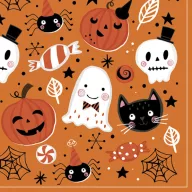 Halloween Orange Booo Serviette, 20 Stück, 33x33 cm