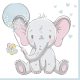 Baby Blue Balloon Elefantenserviette 20 Stück 33x33 cm