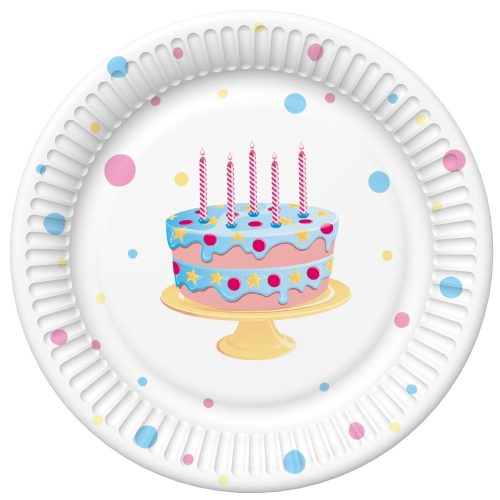 Geburtstag Cake with Balloons Happy Birthday Pappteller 8 Stück 22,7 cm