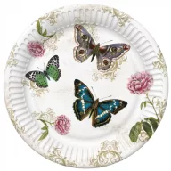 Schmetterling Retro Background Pappteller 8 Stk 18 cm