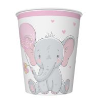 Elefant Pink Balloon Baby Pappbecher 8 Stück 250 ml