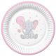 Elefant Pink Balloon Baby Pappteller 8er Set - 22,7 cm