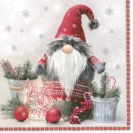   Weihnachten Scandinavian Gnome Servietten 20er Pack, 33x33 cm