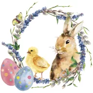 Ostern Chicken & Rabbit Serviette 20 Stk 33x33 cm