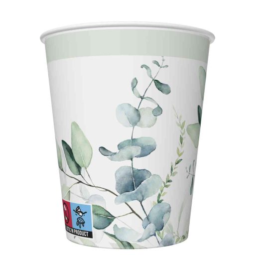 Farbe Eucalyptus Twigs Blumenpapierbecher 8 Stk 250 ml