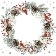 Weihnachten Wreath on White Servietten 20er Pack, 33x33 cm