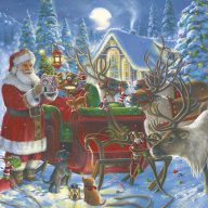 Weihnachten Santa with Sleigh Servietten 20er Pack, 33x33 cm