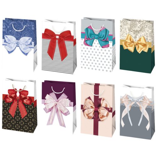 Farbe Bow Papier-Geschenktüte 10x16x6 cm
