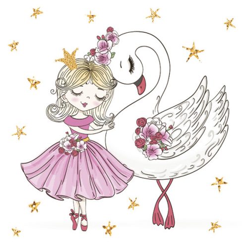 Balett With Swan Ballerina Serviette 20 Stück 33x33 cm