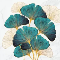   Farbe Gold and Emerald Ginkgo Biloba Serviette 20 Stk. 33x33 cm