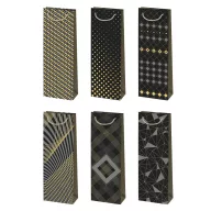Farbe Black&Gold Gemusterte Papier-Weintasche 13x38x11 cm