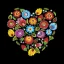 Farbe Folk Heart Black Blumenserviette 20 Stk 33x33 cm