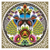 Tiere Folk Peacocks Gold Serviette 20 Stück 33x33 cm