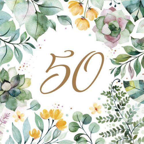 Geburtstag Floral Frame Happy Birthday 50 Servietten 20 Stk 33x33 cm