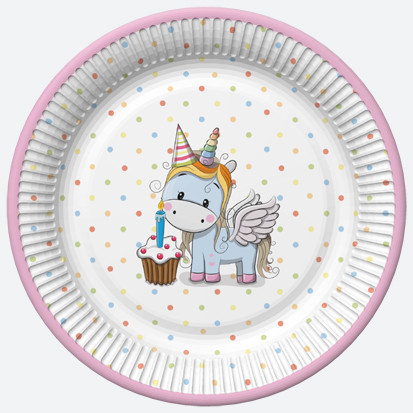 Einhorn Sweet Papierteller 8 Stück 18 cm