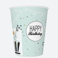 Geburtstag Mint Happy Birthday Papierbecher 8 Stk. 250 ml