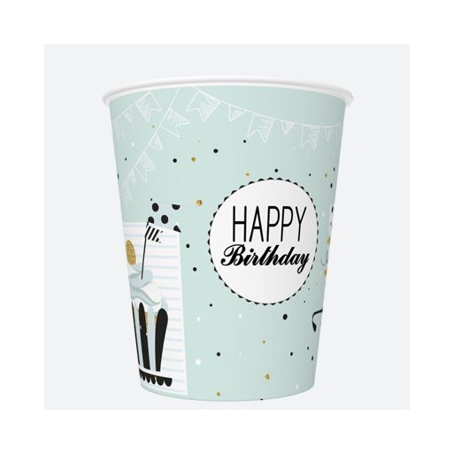Geburtstag Mint Happy Birthday Papierbecher 8 Stk. 250 ml