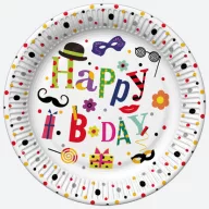 Geburtstag Funny Happy Birthday Pappteller 8er Set, 18 cm