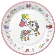 Einhorn Colourful Pappteller 8 Stk. 18 cm