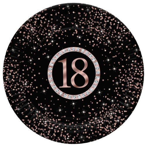 Geburtstag Rose Gold Happy Birthday 18 Pappteller 8 Stück 22,7 cm