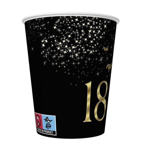 Geburtstag Golden Champagne Happy Birthday 18 Papierbecher 8 Stk 250 ml