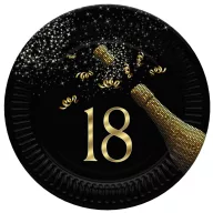   Geburtstag Golden Champagne Happy Birthday 18 Pappteller, 8er Pack, 18 cm