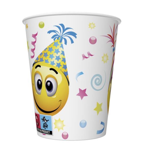 Emoji  Icons&Balloons Smiley Papierbecher 8 Stk 250 ml
