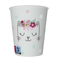 Katze Flowers Wreath Pappbecher, 8 Stk, 250 ml