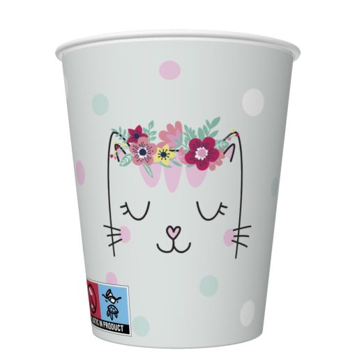 Katze Flowers Wreath Pappbecher, 8 Stk, 250 ml