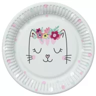 Katze Flowers Wreath Papierteller 8 Stk 18 cm