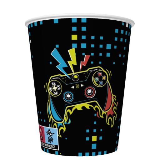 Gamer Play Pad 8er-Pack Pappbecher, 250 ml