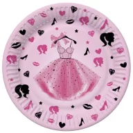   Farbe Party Dress Mädchenteller aus Papier, 8er Set, 22,7 cm