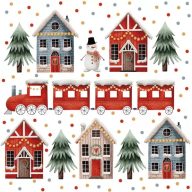 Weihnachten Houses & Train Servietten 20er Pack, 33x33 cm