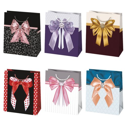 Farbe Bow Papiergeschenktasche 19x23x10,5 cm