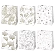 Farbe White Gemusterte Papiergeschenktüte 19x23x10,5 cm