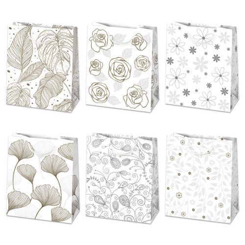 Farbe White Gemusterte Papiergeschenktüte 19x23x10,5 cm