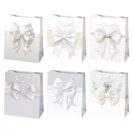 Farbe Bow Weiße Papier-Geschenktüte 19x23x10,5 cm