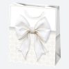 Farbe Bow Weiße Papier-Geschenktüte 19x23x10,5 cm