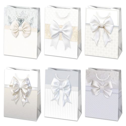 Farbe Bow Weiße Papier Geschenktasche 23x32x11 cm