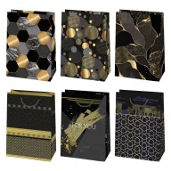   Farbe For You Schwarz Gold gemustertes Papiergeschenktasche 23x32x11 cm