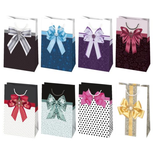 Farbe Bow Papier Geschenktasche 16x24x7 cm