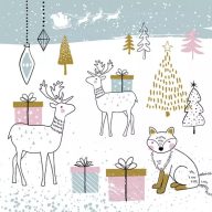 Weihnachten Winter Animals Servietten 20er Pack, 33x33 cm