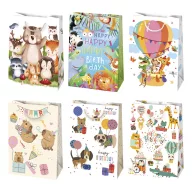   Tiere Happy Birthday Papiergeschenktasche, Geschenktasche 23x32x11 cm
