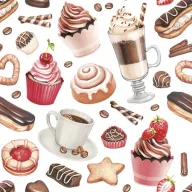   Lebensmittel Coffee and Sweets Dessertserviette 20 Stk 33x33 cm