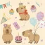 Tiere Capybaras Happy Birthday Serviette 20-Stück 33x33 cm